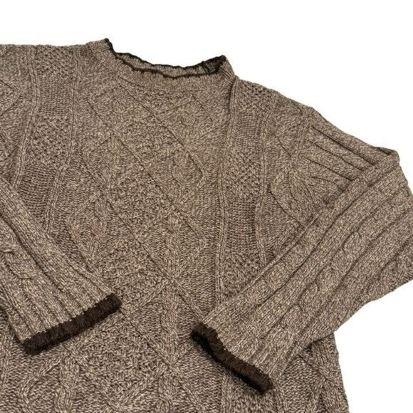 Vintage Trader Bay Knit Sweater Silk Wool Blend Holiday Cabincore Cozy Size M - Picture 3 of 8